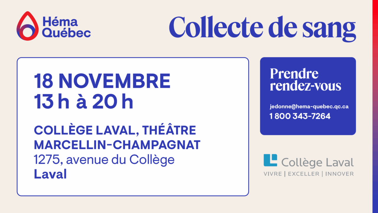 Collecte de sang au Collège Laval le 18 novembre 2025